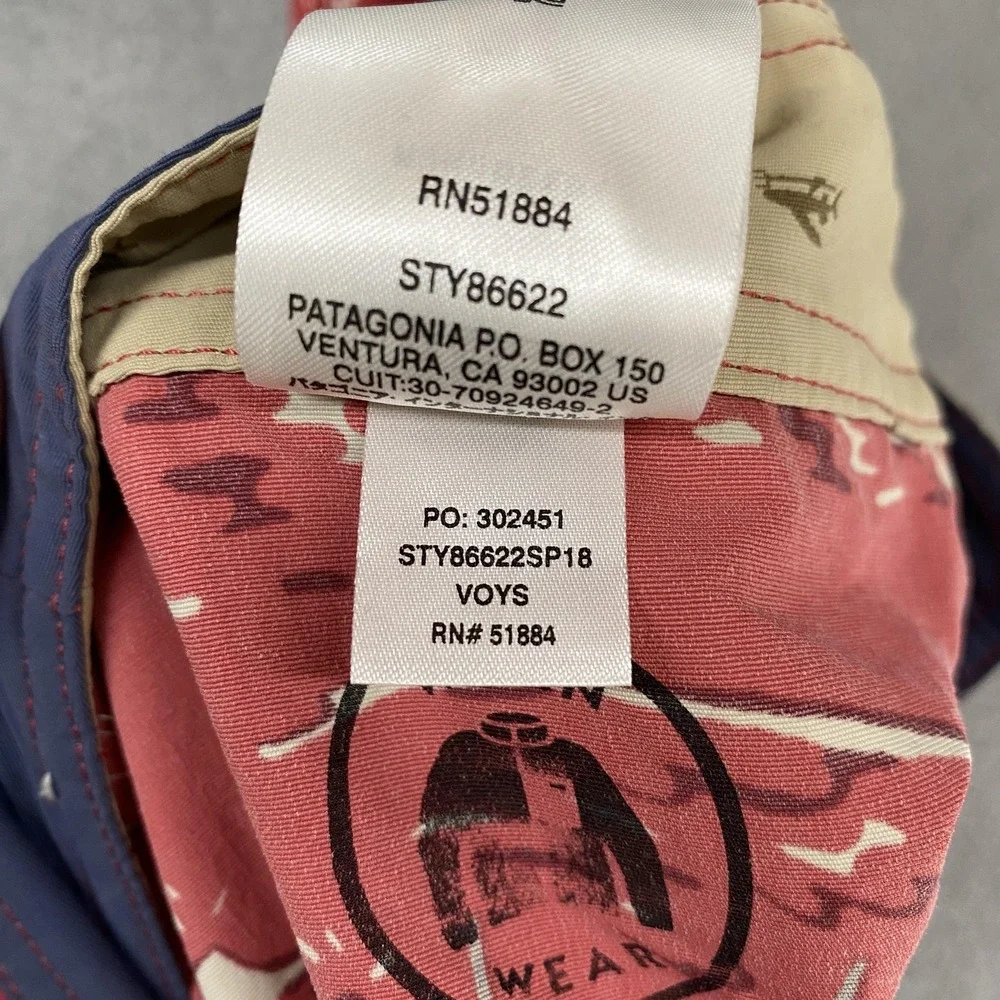 Patagonia Pataloha Board Shorts Mens 30‎ Red Sailing Catamaran Beach Sumer Boat